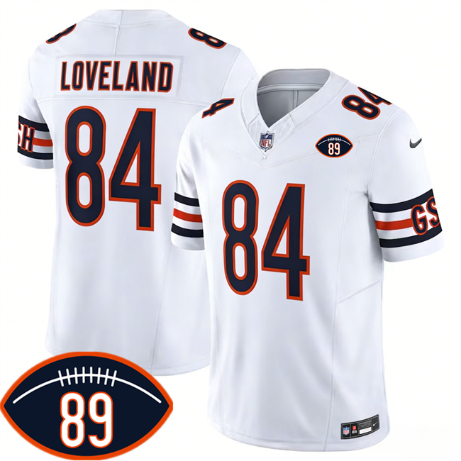 Men's White Chicago Bears #84 Colston Loveland 2026 F.U.S.E. With Mike Ditka 89 Patch Vapor Untouchable Limited Stitched Football Jersey